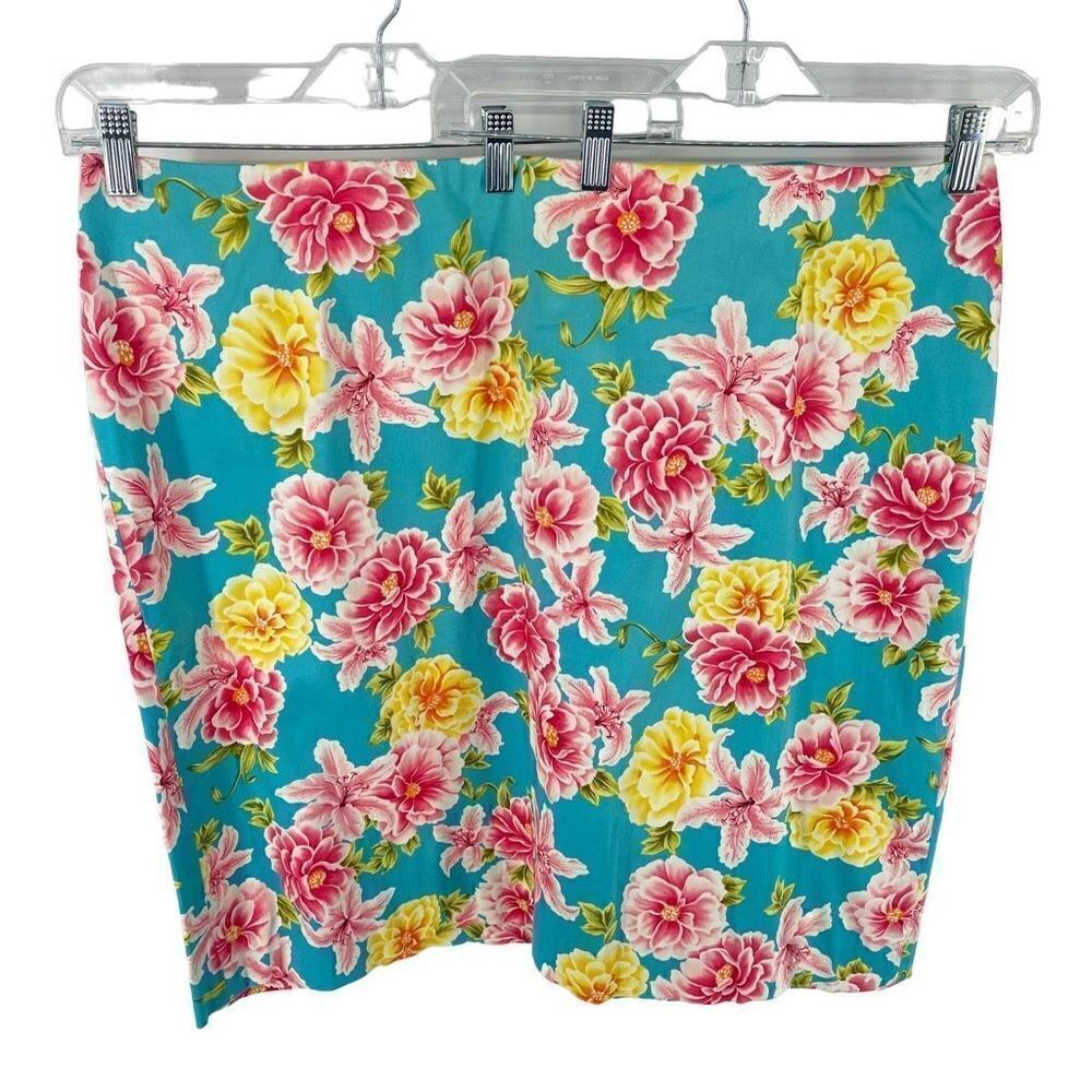 Jones New York NEW floral print pencil mini skirt NWT 20W Biscayne Bay turquoise